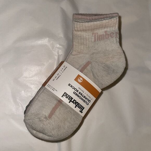 Timberland Ivory Gray Heather Aerated Half Cushioned Cotton Blend Socks 5 pack - Picture 5 of 8